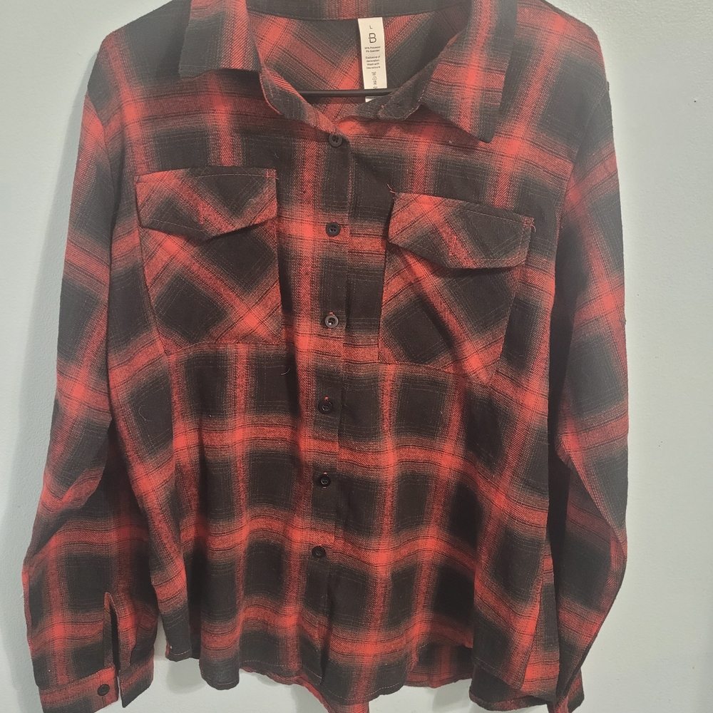 B Red and Black Plaid Shirt